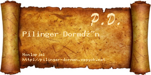Pilinger Dormán névjegykártya
